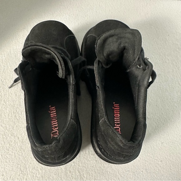 Demonia Platform Sneakers Tempo-08 Vegan Suede Goth Punk Rave Black 6-6.5 -READ - Picture 9 of 14